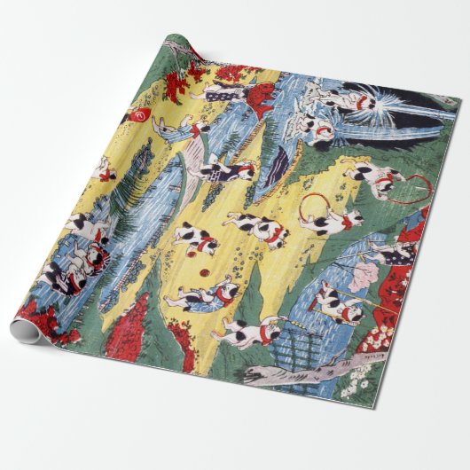 Japans Kattenland, Utagawa Kunitoshi Cadeaupapier (Uitgerold)