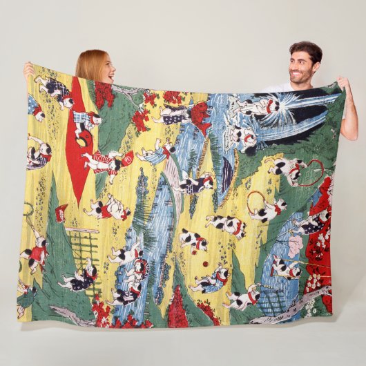 Japans Kattenland, Utagawa Kunitoshi Fleece Deken (In situ)