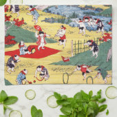 Japans Kattenland, Utagawa Kunitoshi Theedoek (Gevouwen)