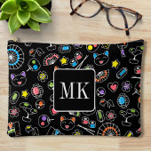 Japans Kawaii Doodles op zwart Monogram Initialen Etui