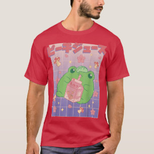 Japans Kawaii Frog Strawberry Milk Japan Mushroo T-shirt
