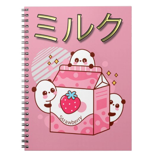 Japans Kawaii Strawberry Milk Shake Carton Notitieboek (Voorkant)