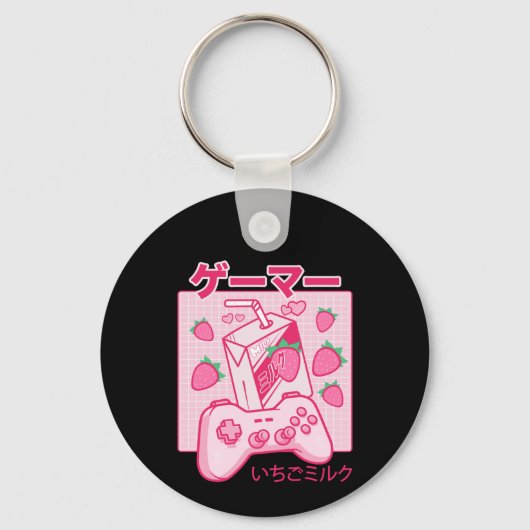 Japans Kawaii Strawberry Milk Sleutelhanger Funny (Achterkant)