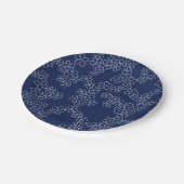 Japans kerry blossom sakura white on blue papieren bordje (Gekanteld)