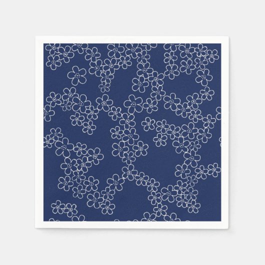 Japans kerry blossom sakura white on blue servet (Voorkant)