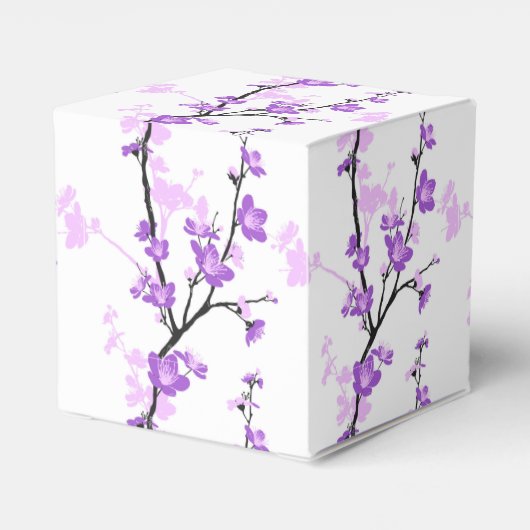 Japans kersbloesem, koninklijk paars, bloem, meisj bedankdoosjes (Achterkant)