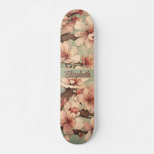 japans kersenbloesem kunst aangepaste naam persoonlijk skateboard (Voorkant)