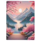 Japans Kersenbloesem Mountain Forest Landschap Klembord (Achterkant)