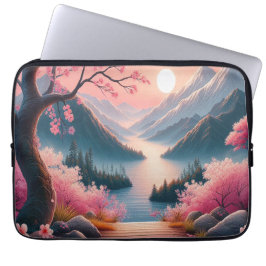 Japans Kersenbloesem Mountain Forest Landschap Laptop Sleeve