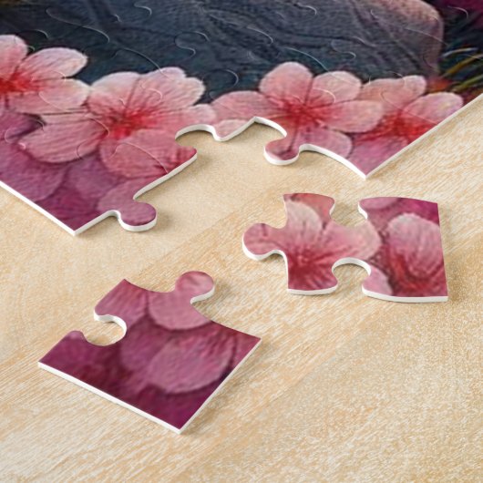 Japans Kersenbloesem Mountain Forest Landschap Legpuzzel (Zijkant)