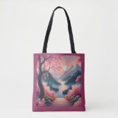 Japans Kersenbloesem Mountain Forest Landschap Tote Bag (Voorkant)