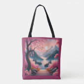 Japans Kersenbloesem Mountain Forest Landschap Tote Bag (Achterkant)
