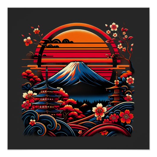  Japans Kersenbloesem Sakura Mount Fuji Perfect Poster (Voorkant)