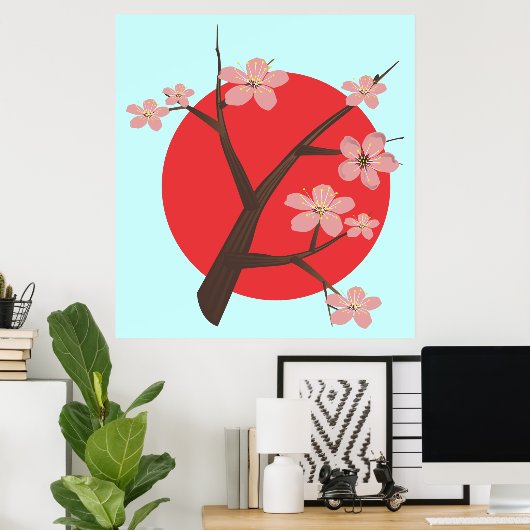 Japans kersenbloesem sakura tak bloesem poster (Thuiskantoor)