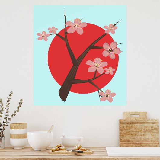 Japans kersenbloesem sakura tak bloesem poster (Keuken)