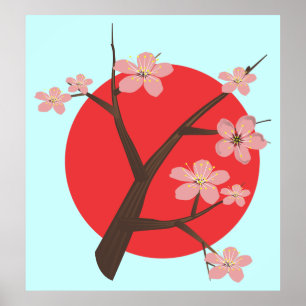 Japans kersenbloesem sakura tak bloesem poster