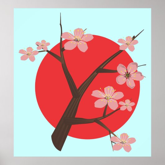 Japans kersenbloesem sakura tak bloesem poster (Voorkant)