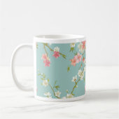 Japans, kersensbloesem, blauwgroen, wit, roze, flo koffiemok (Links)