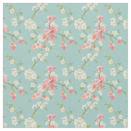 Japans, kersensbloesem, blauwgroen, wit, roze, flo stof