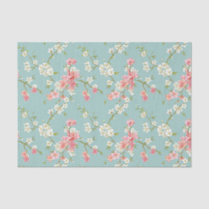 Japans, kersensbloesem, blauwgroen, wit, roze, flo tissuepapier