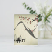 Japans, , kersensbloesem, waterkleur, kunst, briefkaart (Staand voorkant)