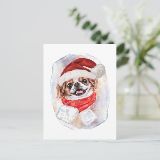 Japans kerstcadeau voor honden feestdagenkaart (Staand voorkant)