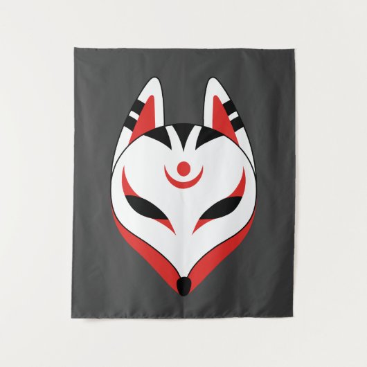 Japans Keukenforel Masker op donkergrijs Wandkleed (Voorkant)