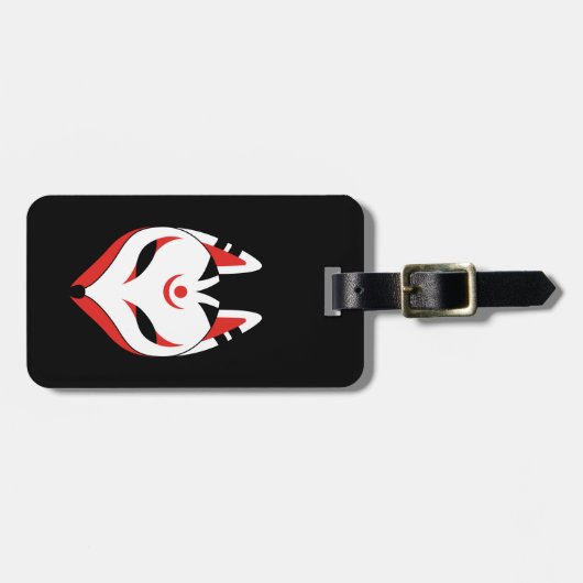 Japans Keukenforel Masker op zwart Bagagelabel (Voorkant horizontaal)