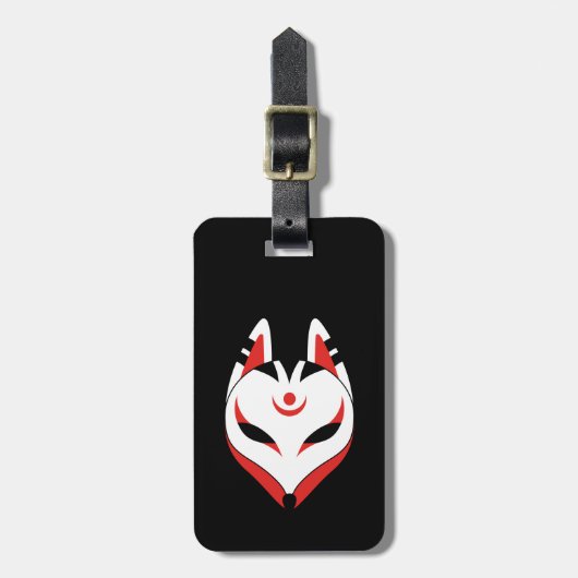 Japans Keukenforel Masker op zwart Bagagelabel (Voorkant verticaal)