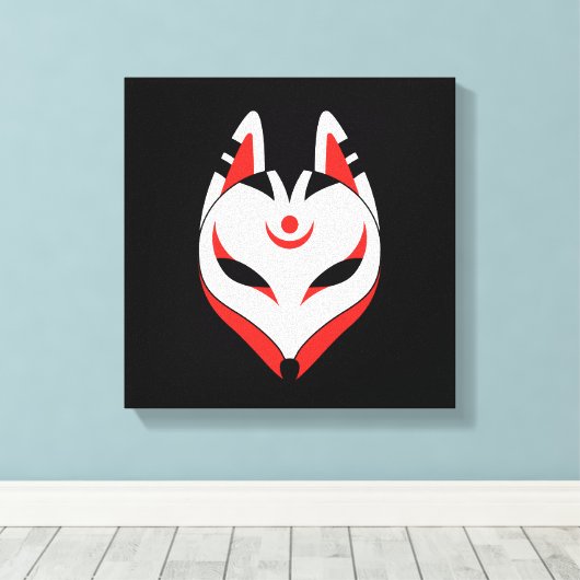 Japans Keukenforel Masker op zwart Canvas Afdruk (Insitu (Houten vloer))