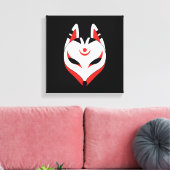 Japans Keukenforel Masker op zwart Canvas Afdruk (Insitu (Woonkamer))