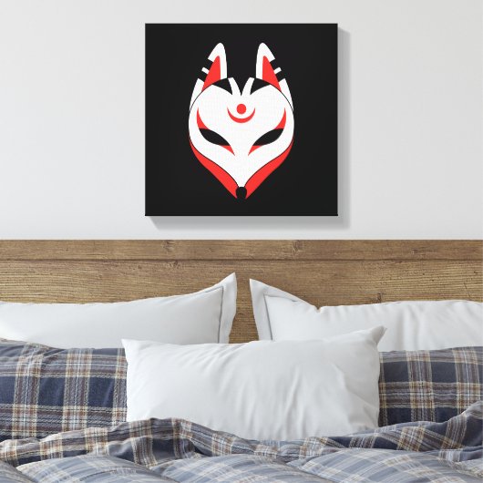 Japans Keukenforel Masker op zwart Canvas Afdruk (Insitu (Slaapkamer))