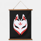 Japans Keukenforel Masker op zwart Hangend Wandkleed (Voorkant)