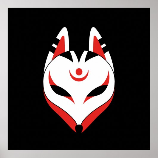 Japans Keukenforel Masker op zwart Poster (Voorkant)