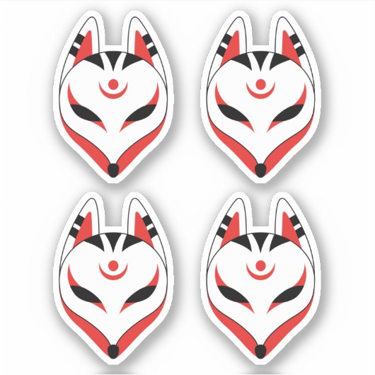 Japans keukenfotomasker, set van 4 sticker (Voorkant)