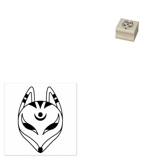 Japans keusune Fox Masker 2 Rubberstempel (Gestempeld)