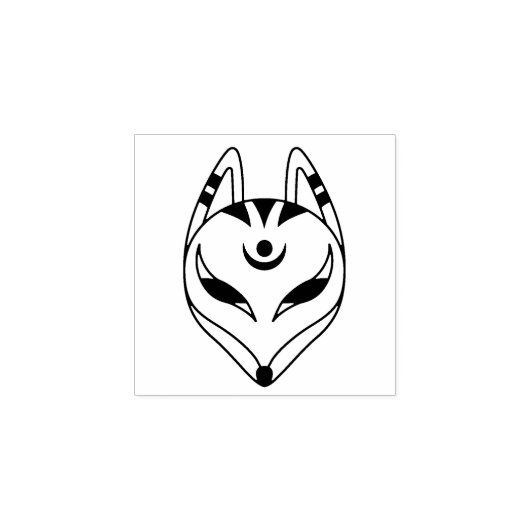 Japans keusune Fox Masker 2 Rubberstempel (Afrduk)