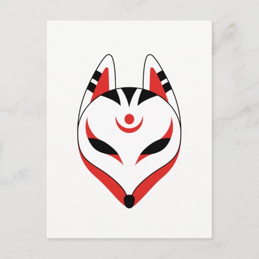 Japans keusune fox-masker briefkaart (Voorkant)