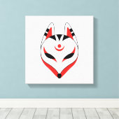 Japans keusune fox-masker canvas afdruk (Insitu (Houten vloer))