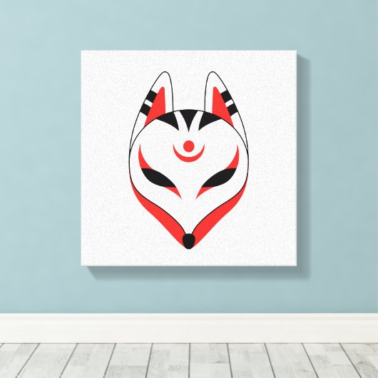 Japans keusune fox-masker canvas afdruk (Insitu (Houten vloer))