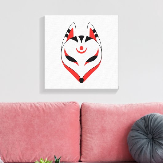 Japans keusune fox-masker canvas afdruk (Insitu (Woonkamer))