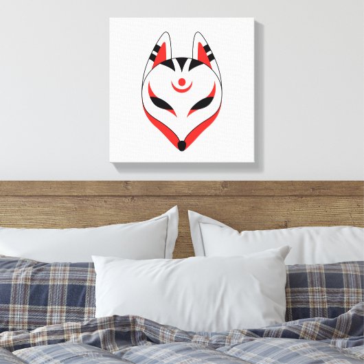 Japans keusune fox-masker canvas afdruk (Insitu (Slaapkamer))