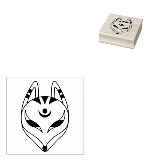 Japans keusune fox-masker rubberstempel (Gestempeld)