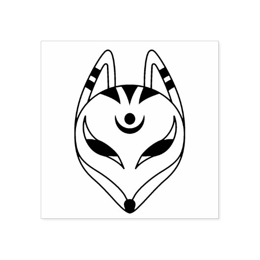 Japans keusune fox-masker rubberstempel (Afrduk)