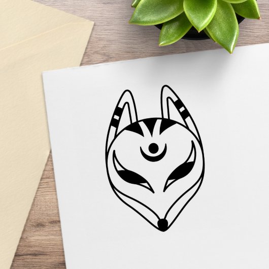 Japans keusune fox-masker rubberstempel