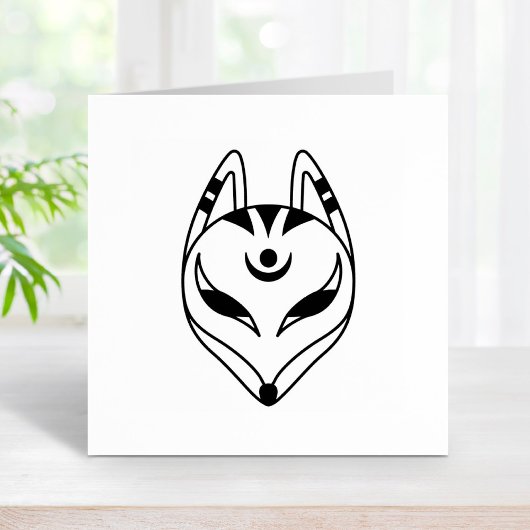 Japans keusune fox-masker rubberstempel