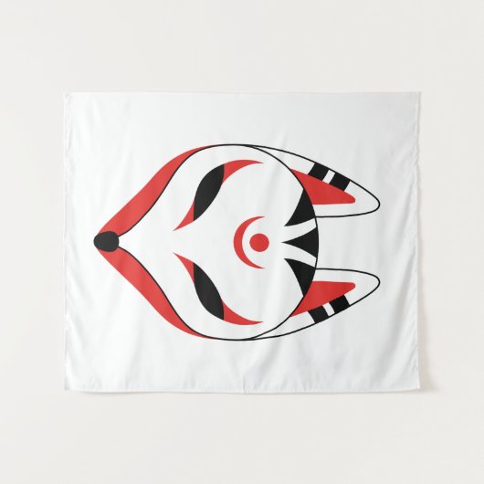 Japans keusune fox-masker wandkleed (Voorkant (horizontaal))