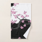 Japans Kimono Black en White Pink Sakura Bad Handdoek (Handdoek)