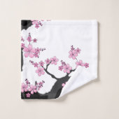 Japans Kimono Black en White Pink Sakura Bad Handdoek (Wasdoekje)
