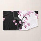 Japans Kimono Black en White Pink Sakura Bad Handdoek (Handdoek)